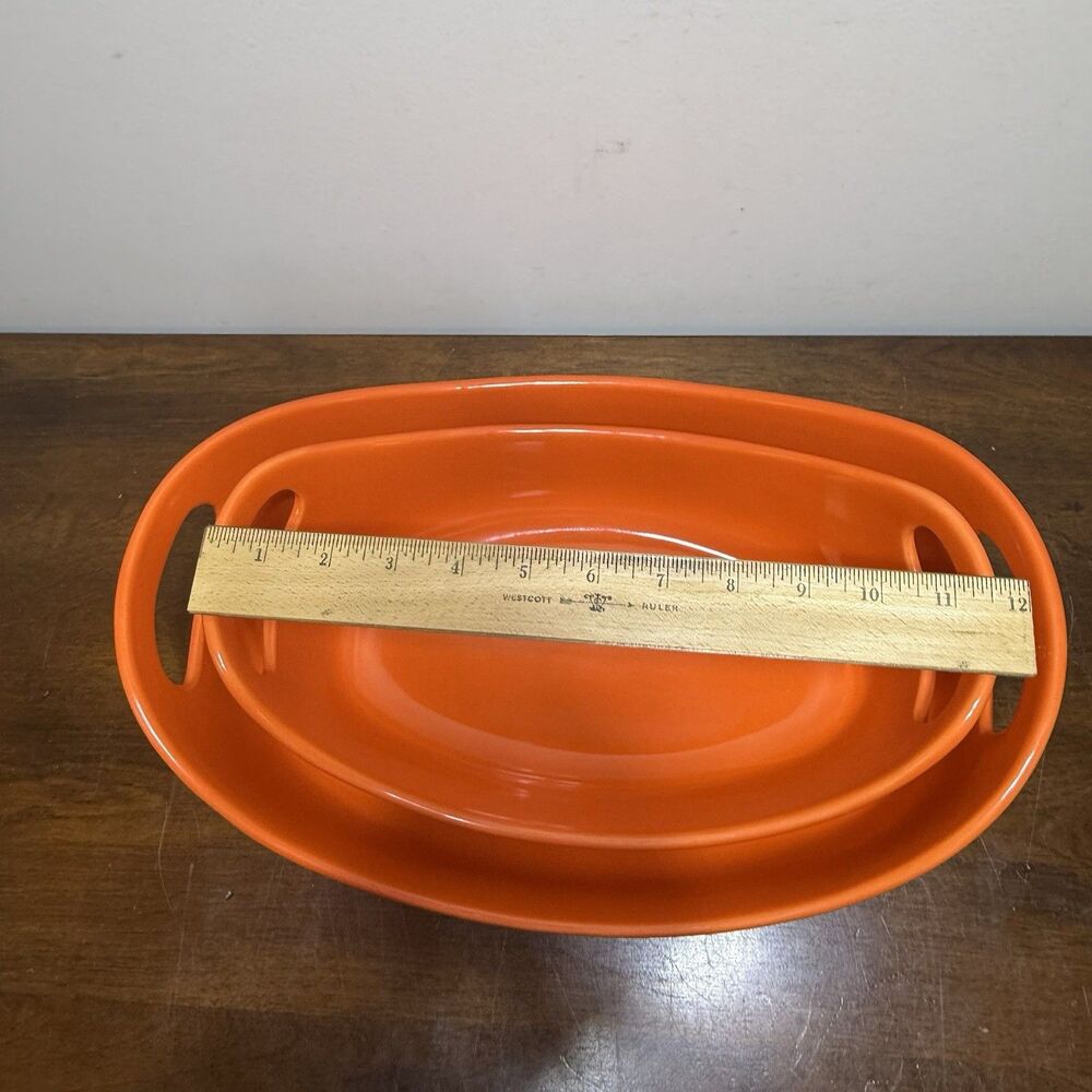 2 Piece Rachael Ray Oval 1.25 Qt & 2.25 Qt Orange Casserole / Baking Dishes - Picture 11 of 12
